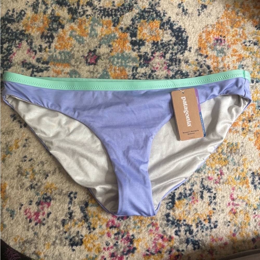 Patagonia Purple and Green Bikini Swimwear - Nanogrip (stays in place)